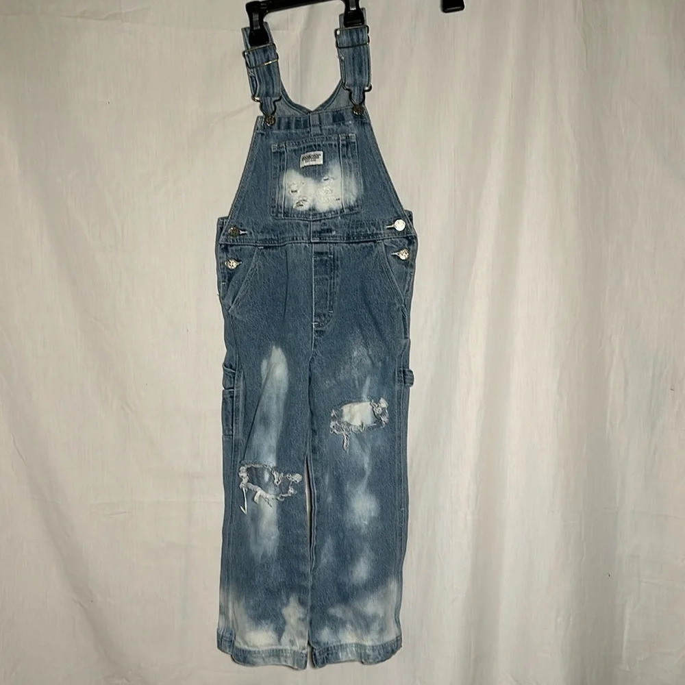 OshKosh super distressed / bleached overalls size 5